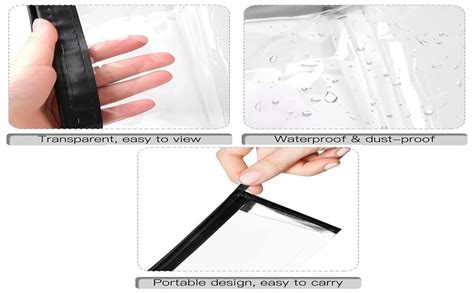 GLUN® Transparent Stationary Pouch with Zip Closing, Pack of 2 Black ...