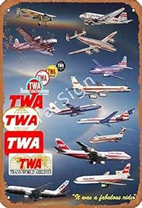 TarSign TWA Airplanes Vintage Wall Decor Plaque Decoration Metal Tin ...