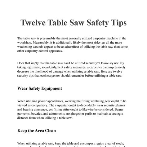 Twelve Table Saw Safety Tips.pdf | DocDroid
