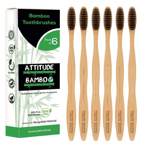 Buy Attitude Bamboo Soft Charcoal Infused Bristle Bamboo Toothbrush ...