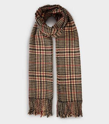 Brown Check Tassel Trim Scarf | New Look
