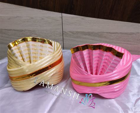 LAMANSH Pack of 20 ( 10 Pink + 10 White ) Readymade Safa Pagdi Turban ...