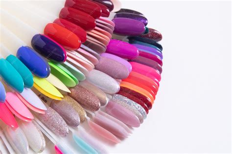 Color palette with nail gel polishes for manicure on a white background ...