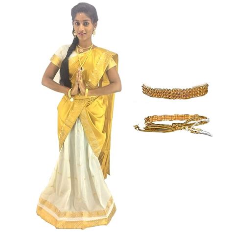 Buy AMIRTHA FASHION Girl's Cotton Silk Traditional Kerala Pattu Lehenga ...