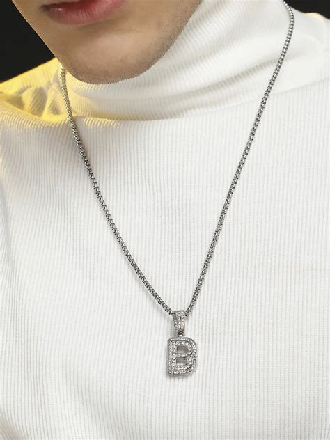 Embellished B Alphabet Pendant Necklace