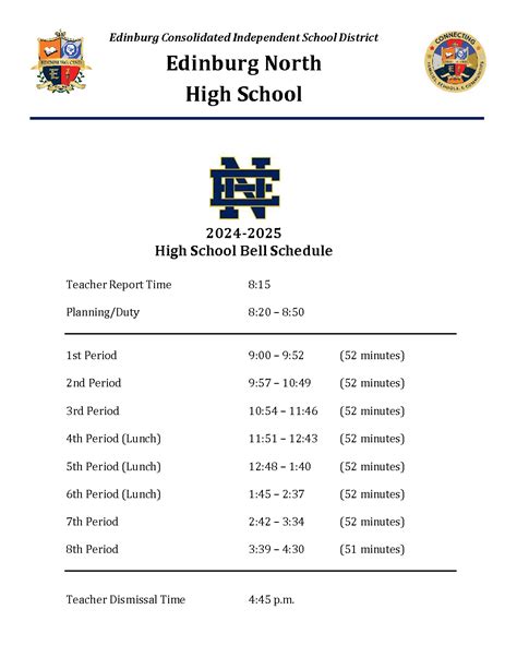 Edinburg North Bell Schedule at Nora Weeks blog