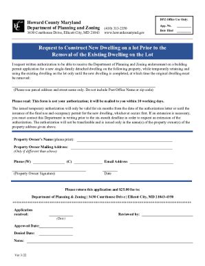 Fillable Online Planning & Zoning Department, Howard CountyBERD Fax ...