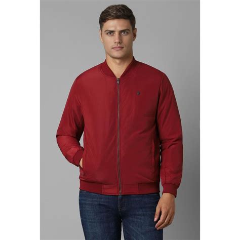 Buy Louis Philippe Men Casual Maroon Solid Jackets Online