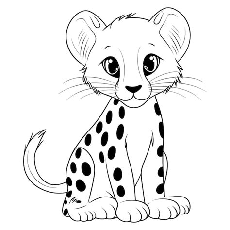 A drawing of a cheetah that is sitting on a white background | Premium ...