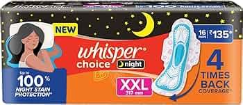 Whisper Ultra Overnight Sanitary Pad with Wings - XXL Plus, 16 Pads ...