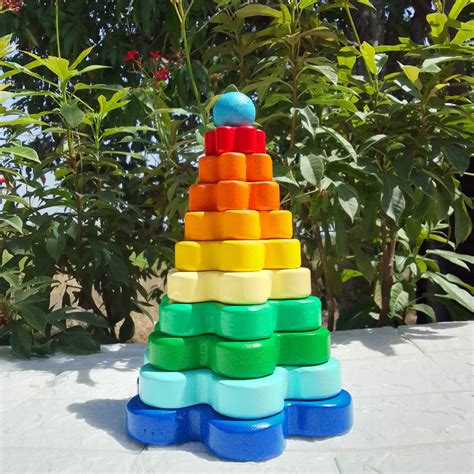 Buy Wooden Flower Shape Stacker Big Tower - SkilloToys.com