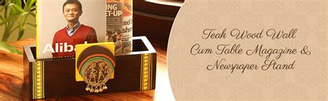 ExclusiveLane Teak Wood Home Decorative Wall Newspaper Organiser Stand ...