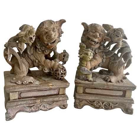 Vintage Ceramic Pair of Guardian Chinese Dragon, Foo Dog Lion, 1970s ...
