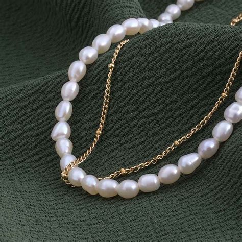 Buy Pearl Chain Two Layer Necklace | Gold Plating – PALMONAS