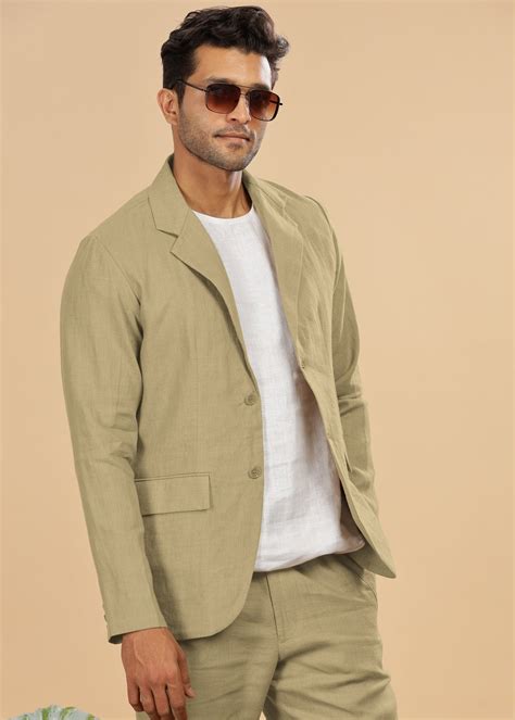 Sage Green Pure Linen Deconstructed Jacket for Men – Linen Trail