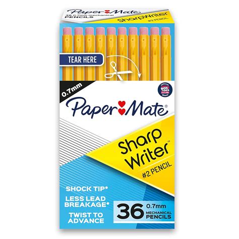 Paper Mate SharpWriter Mechanical Pencils, 0.7mm, HB #2, Yellow, 36 ...