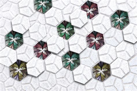 Geometric hexagonal Shapes with Multi colour Abstracts Wallpaper – SP ...