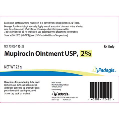 Mupirocin Ointment, 2%, 22g Tube | Bound Tree