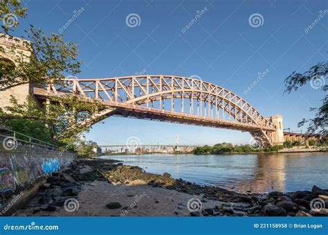 View of the Historic Hell Gate Bridge Editorial Stock Photo - Image of ...