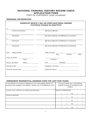 NATIONAL CRIMINAL HISTORY RECORD CHECK APPLICATION FORM - Fill and Sign ...