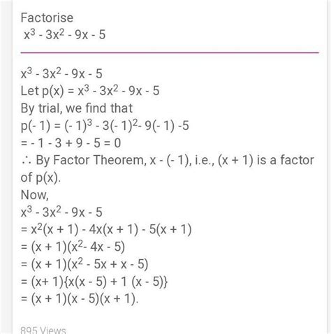 Factorise: (i) x3-3x2-9x-5 (ii) x3+13x2+32x+20 - Brainly.in