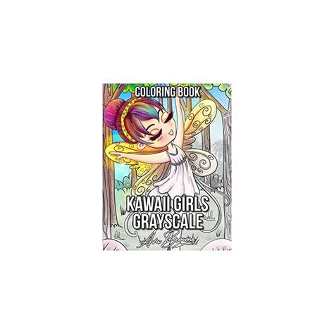 Buy Kawaii Girls Grayscale: Kawaii Coloring Book For Adults With Cute ...