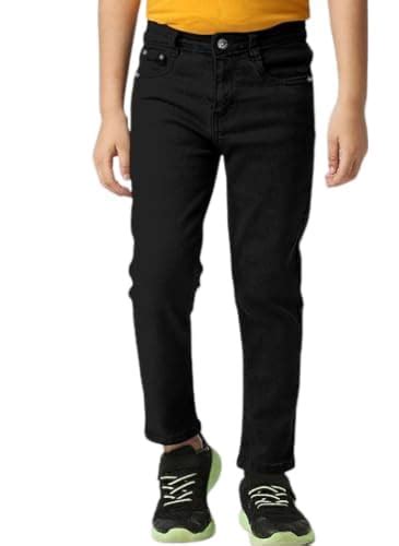 Buy MAHAVEER Creation Boy's Solid Cotton Slim Fit Jeans | Mid Rise ...