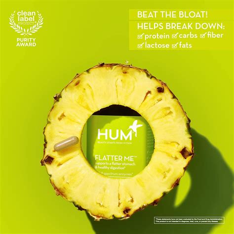 HUM Flatter Me Digestive Enzymes - Bloating Relief with Ginger, Fennel ...
