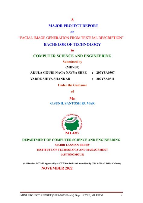 Major Abstract - A MAJOR PROJECT REPORT on “FACIAL IMAGE GENERATION ...