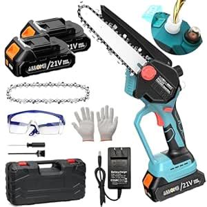 Mini Chainsaw 6 inch Cordless with Oiling System and Digital Display,2 ...