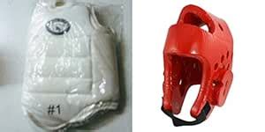Karate Chest Guard White Head Guard RED Size 1 : Amazon.in: Sports ...