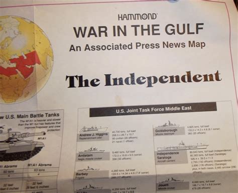 1991 Gulf War Map MIDDLE EAST Iraq Kuwait Hammond Associated Press ...