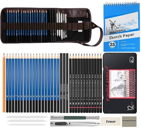 Corslet 42 Pc Sketching Kit Drawing Pencils for Artists Kit A5 Sketch ...