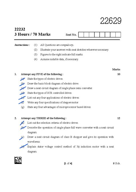 22629 - 3 Hours Exam: Electric Drive & SCR Converter Questions - Studocu