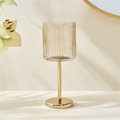 Buy Soma Bloom Glass Ribbed Pedestal Votive Candle Holder - Small from ...