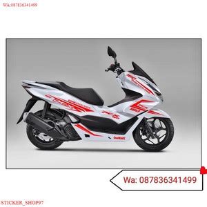 Jual Stiker pcx 160 cutting sticker pcx 160 body putih sporty merah ...