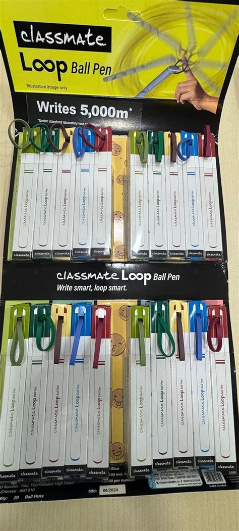 Classmate Loop Ball Pen Pack, 20 Pens, Assorted Colours, Writes 5,000m ...