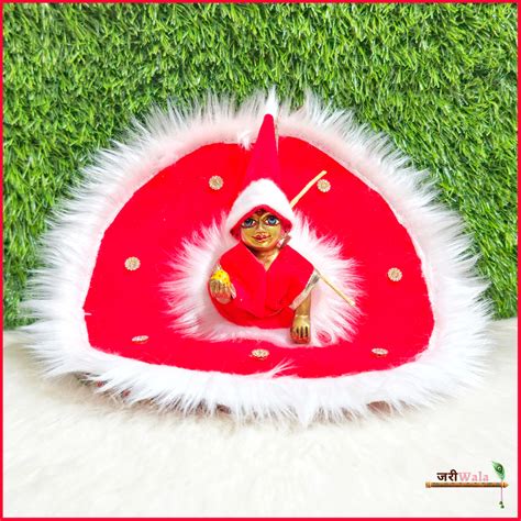 Christmas Red Velvet Furr Laddu Poshak With Cap & Patka - ZARIIWALAA ...