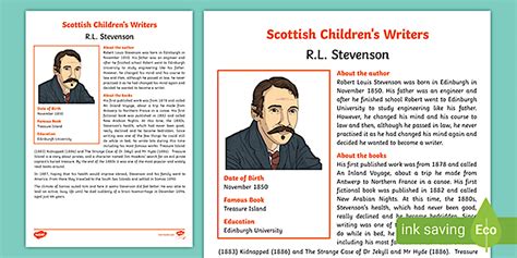 Scottish Children's Writers RL Stevenson Information Sheet