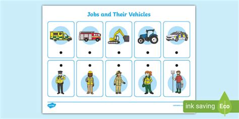 Jobs and Their Vehicles Matching Activity (teacher made)