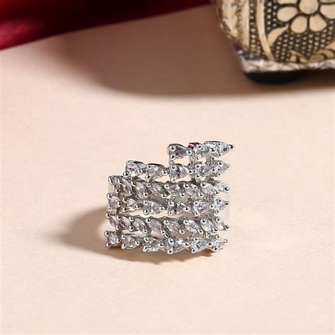 Buy SHOSHAA Silver Silver-Plated Cubic Zirconia Finger Ring Online