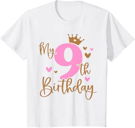 Cool Birthday Design for Kids Girls Boys Kids My 9th Birthday Girl 9 ...