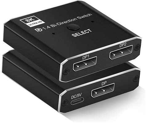 Etzin Displayport Switch, 8K@30Hz Bi-Directional DP 1.4 Switcher, Two ...