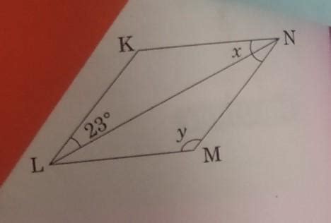 find the unknown values or angles x and y in the following rhombus ...