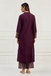 Buy Purple Chanderi Embroidered Chita Mandarin Collar Kurta Pant Set ...