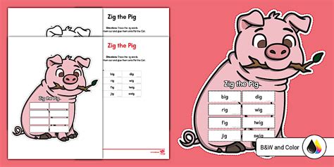 Zig the Pig Word Family Craft Activity for K-1st Grade