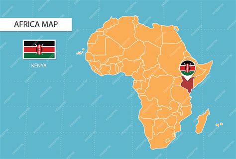 Premium Vector | Kenya map in Africa, icons showing Kenya location and ...