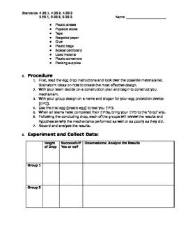 Egg Drop Lab by Miss B's Teachery Things | TPT