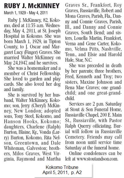 2011 Kokomo Tribune Obituaries - Kokomo, In