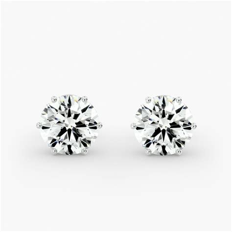 Six Prong Custom Diamond Stud Earrings (Setting Only) In Platinum-37566mntp
